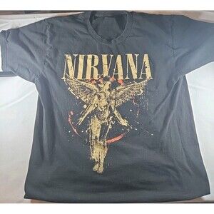 Vintage Nirvana In Utero Angel Splatter T-Shirt Black Size M Tee Style